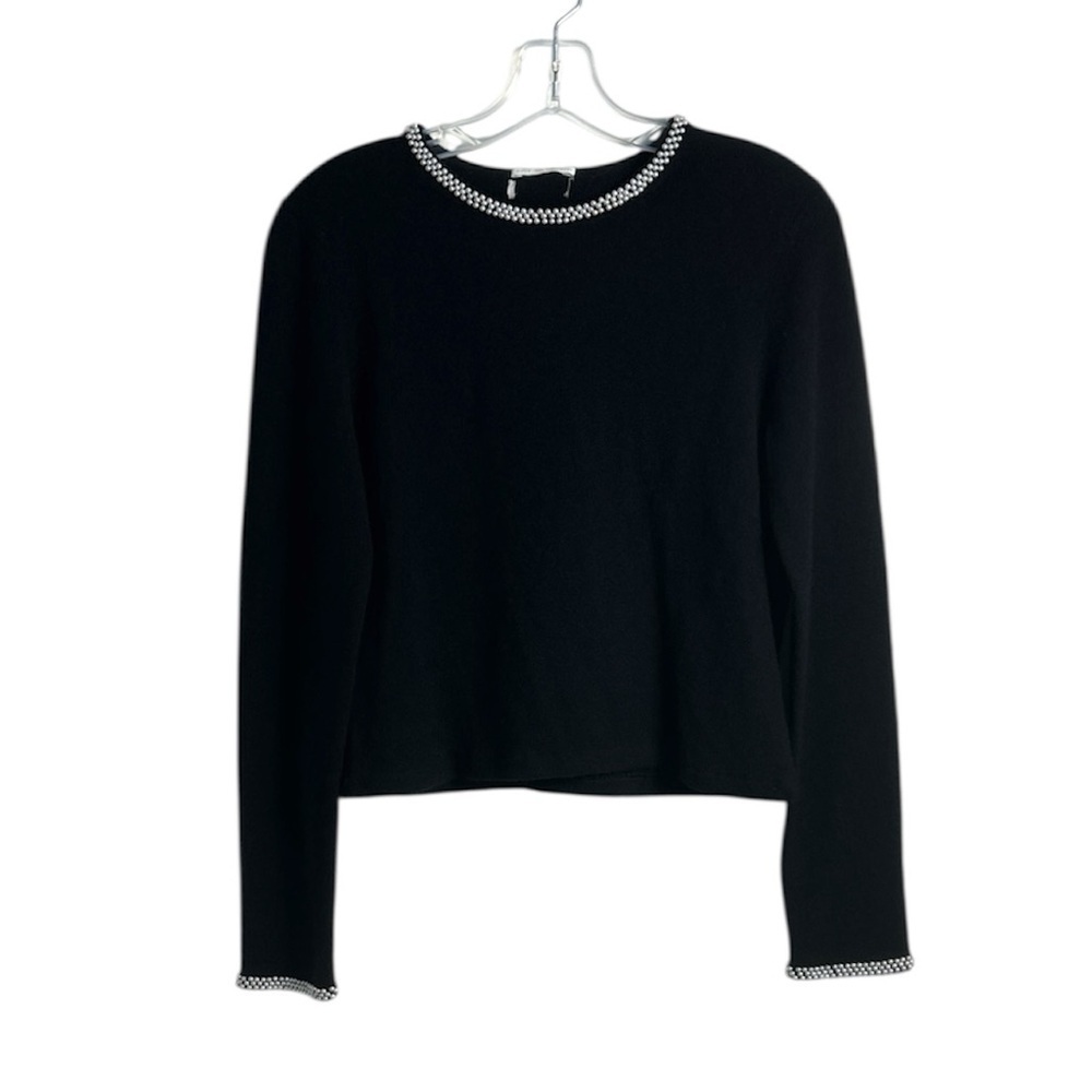 100% Cashmere‎ Black Pearl Accent Quiet Luxury Feminine Minimalist Preppy